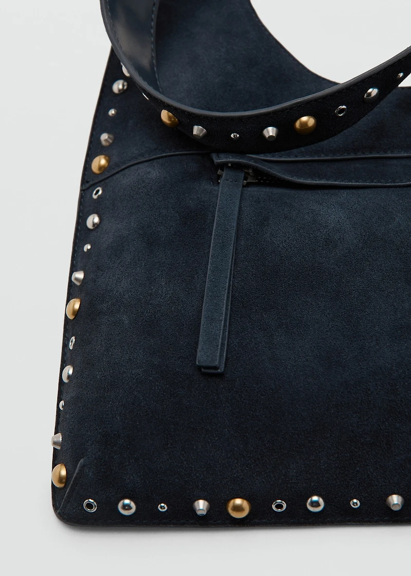 Suede studded shoulder bag