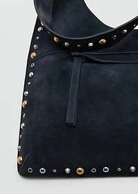 Suede studded shoulder bag