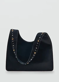 Suede studded shoulder bag