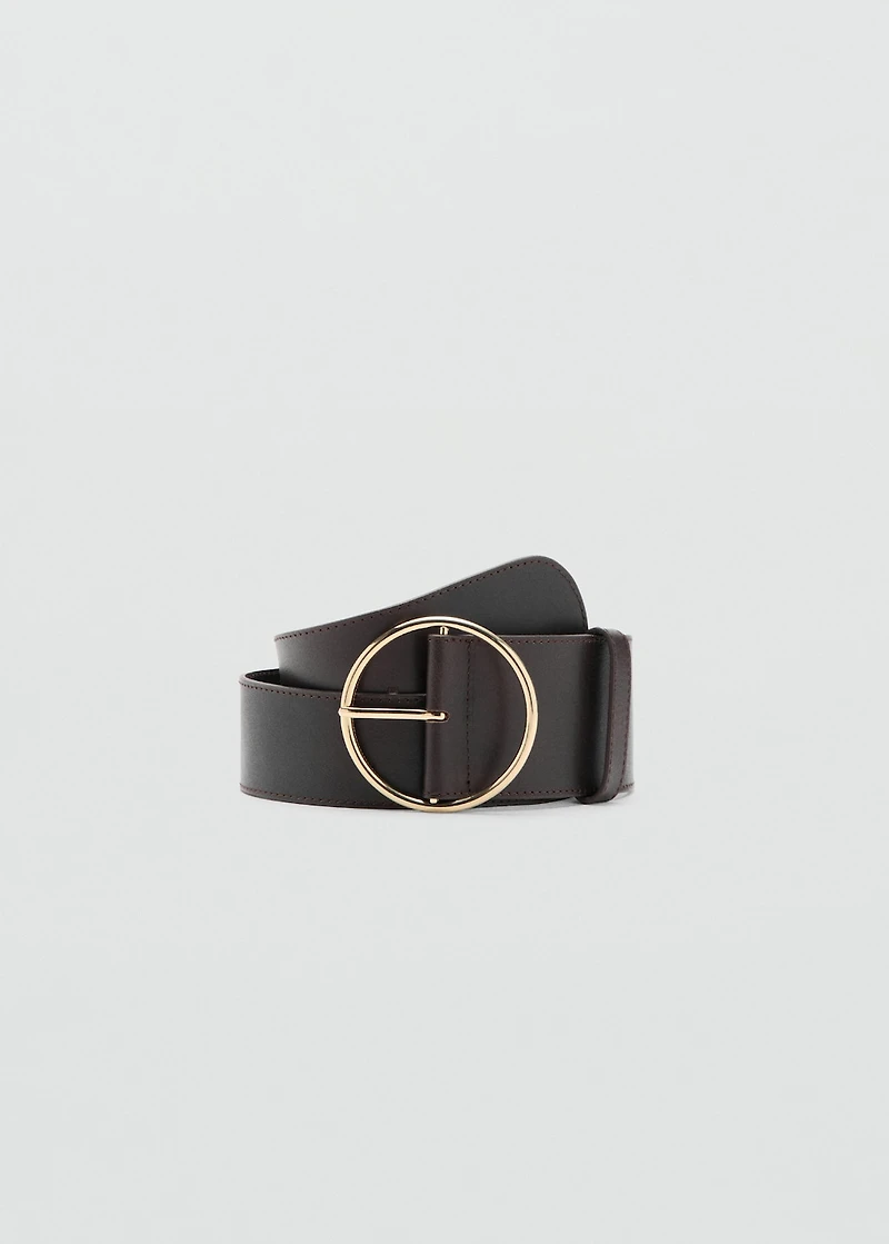 Rounded buckle leather belt