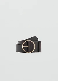 Rounded buckle leather belt