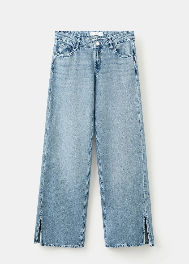 Wide leg jeans with cut-out