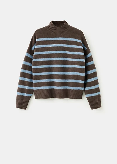 Oversized striped turtleneck sweater