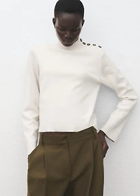 Perkins-neck sweater with button
