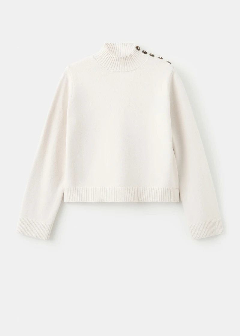 Perkins-neck sweater with button