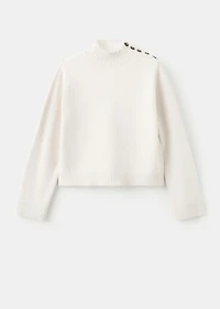 Perkins-neck sweater with button