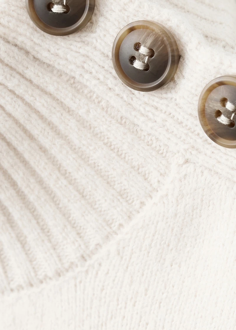 Perkins-neck sweater with button