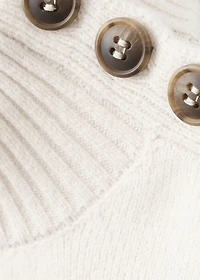 Perkins-neck sweater with button