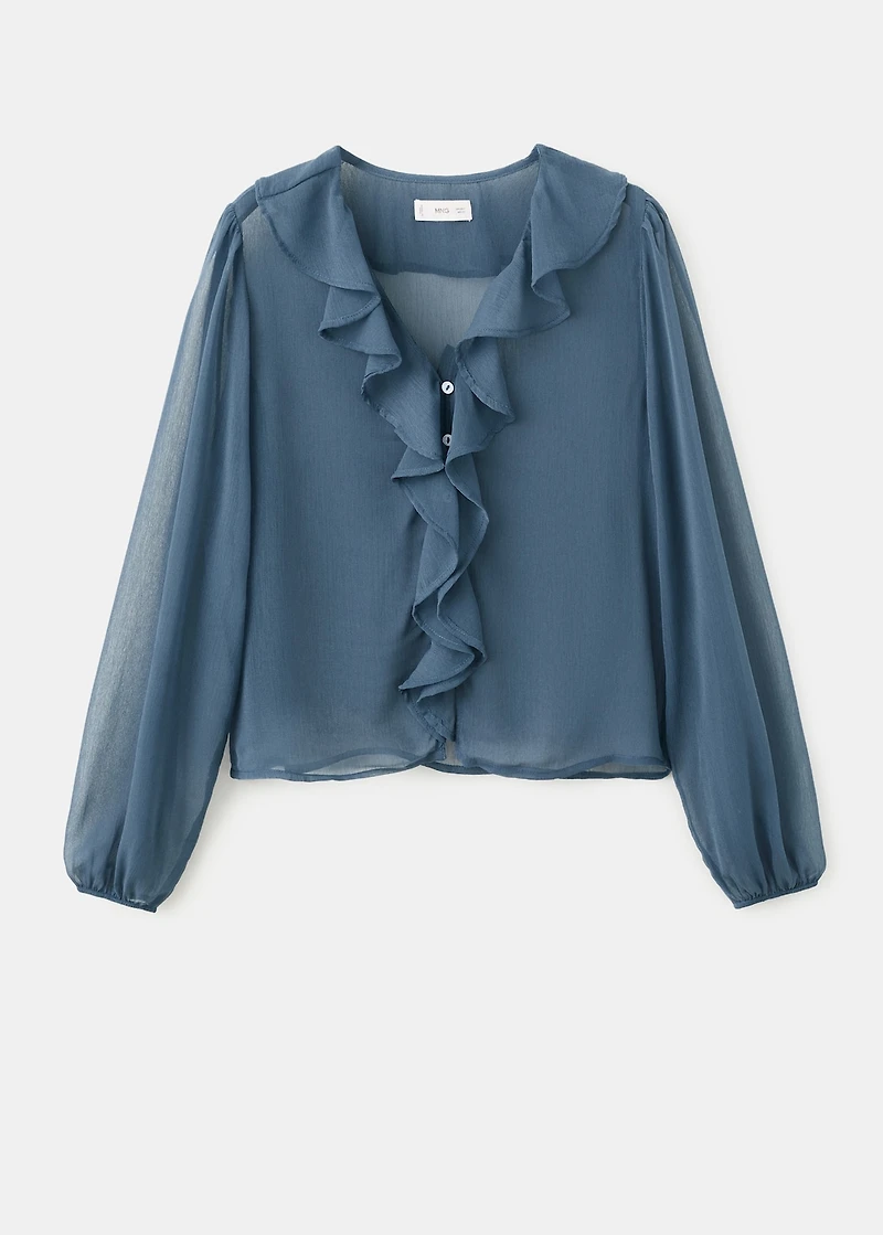 Sheer blouse with ruffles