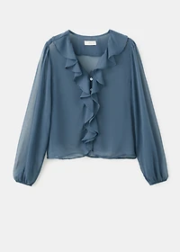 Sheer blouse with ruffles