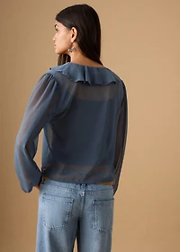 Sheer blouse with ruffles