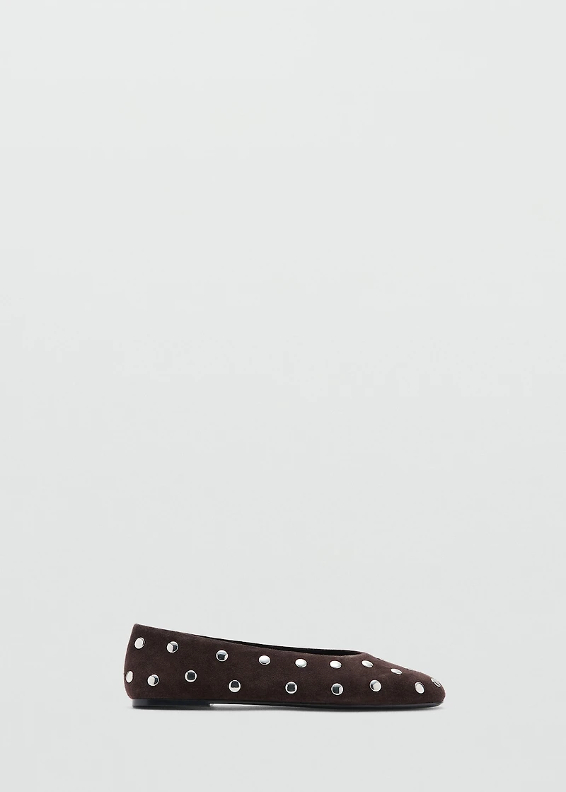 Suede ballet flats with studs