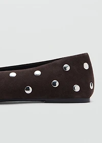 Suede ballet flats with studs