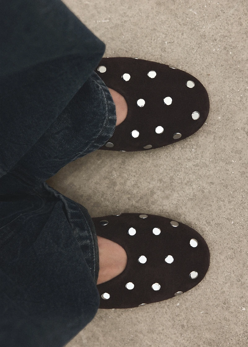Suede ballet flats with studs