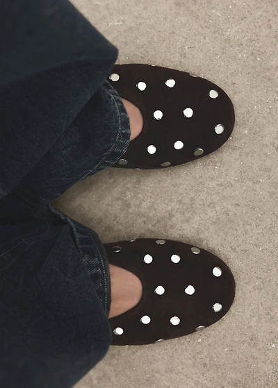 Suede ballet flats with studs