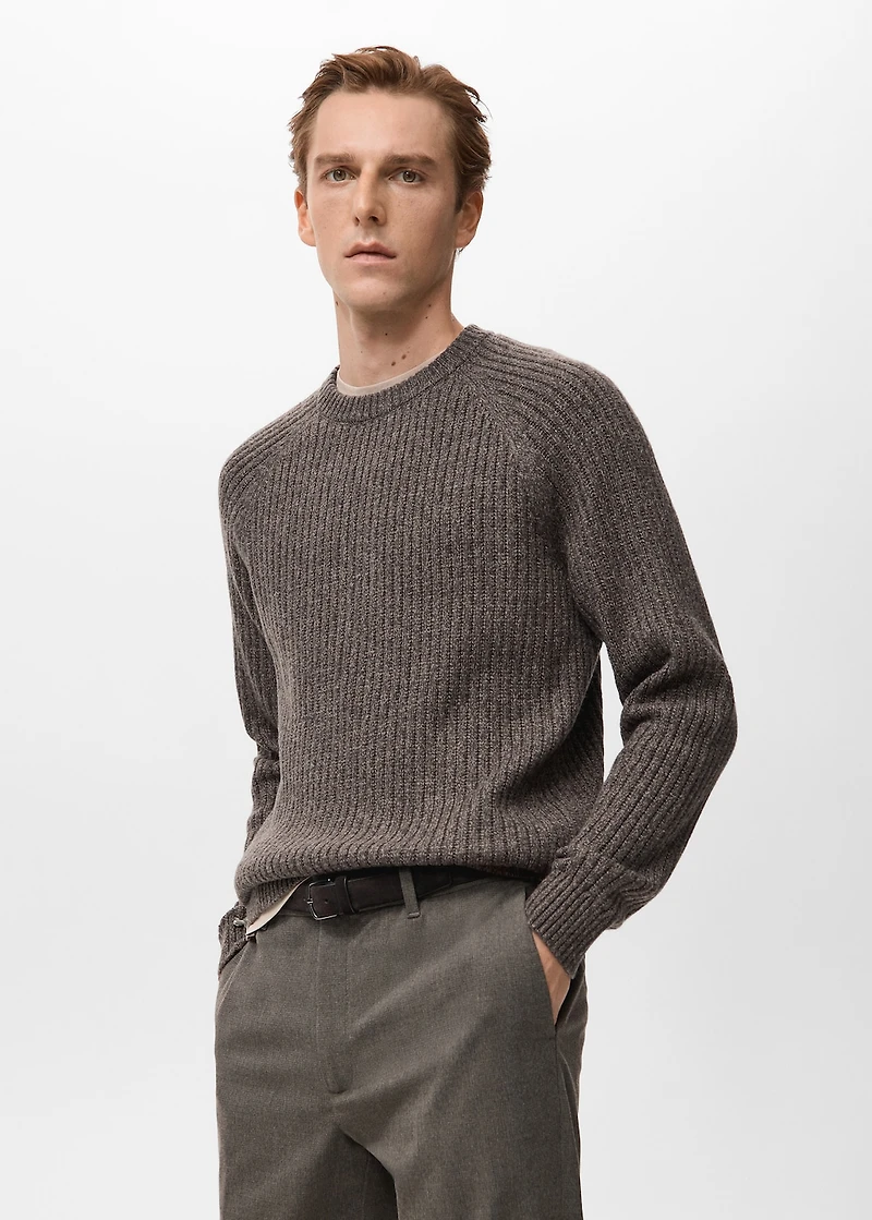 Wool-blend rib-knit sweater