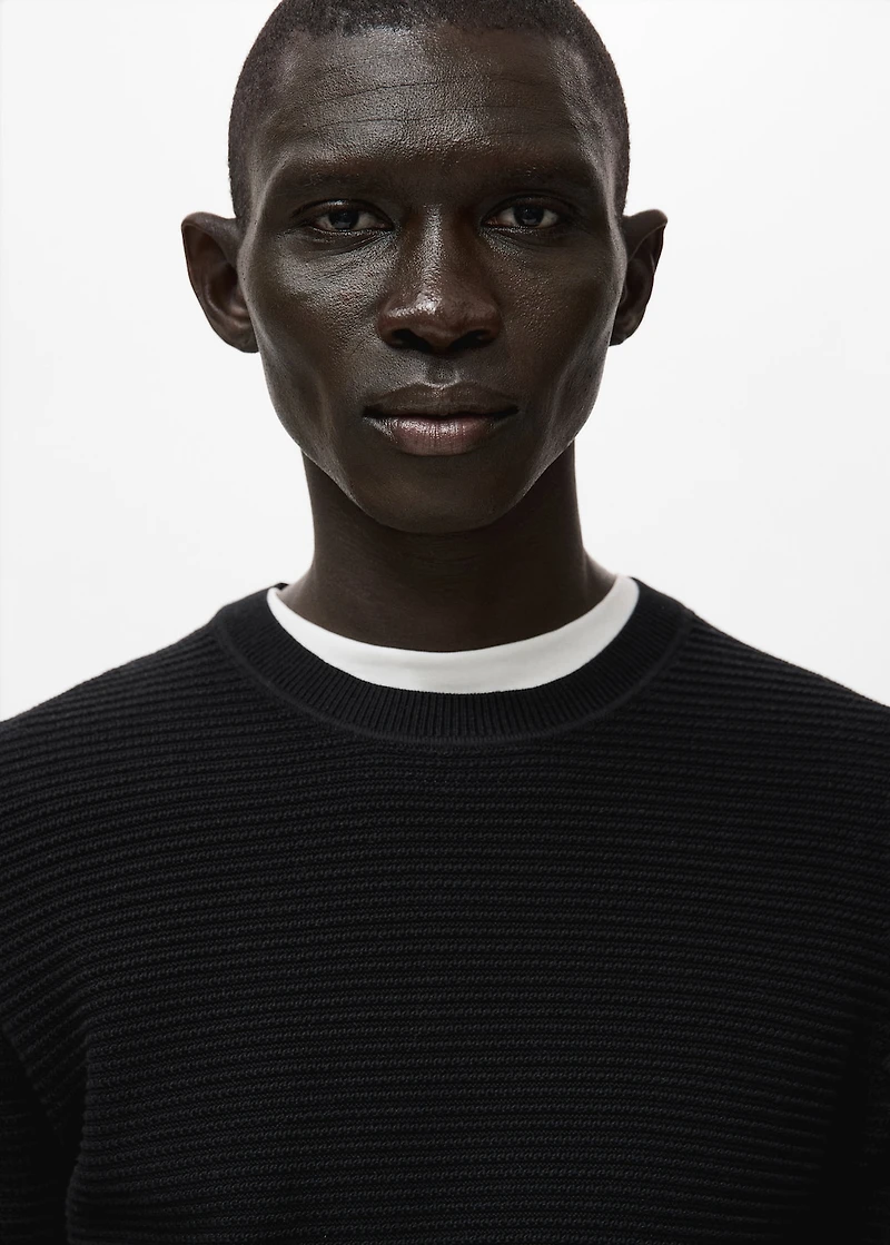 100% Cotton Textured Knit Sweater