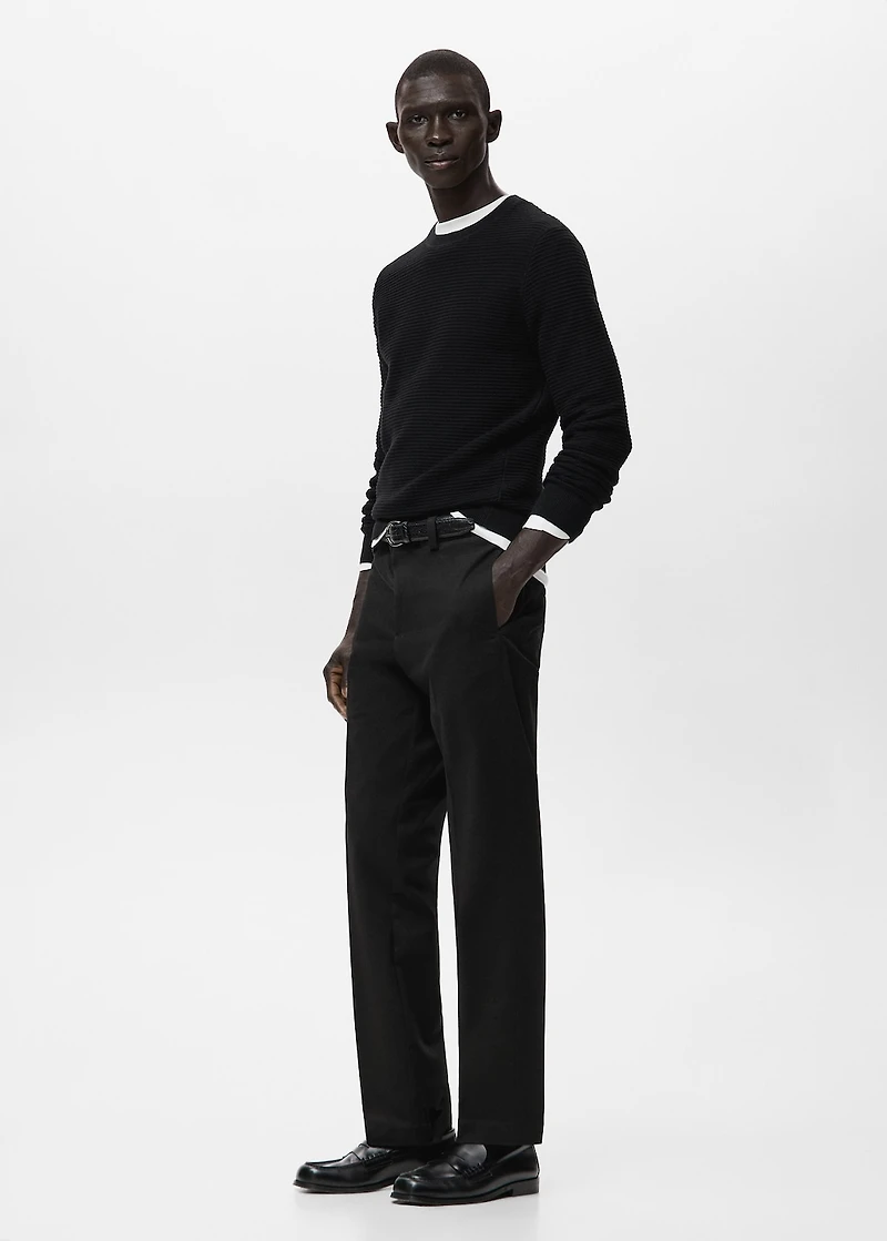 100% Cotton Textured Knit Sweater