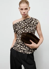 Draped animal-print top