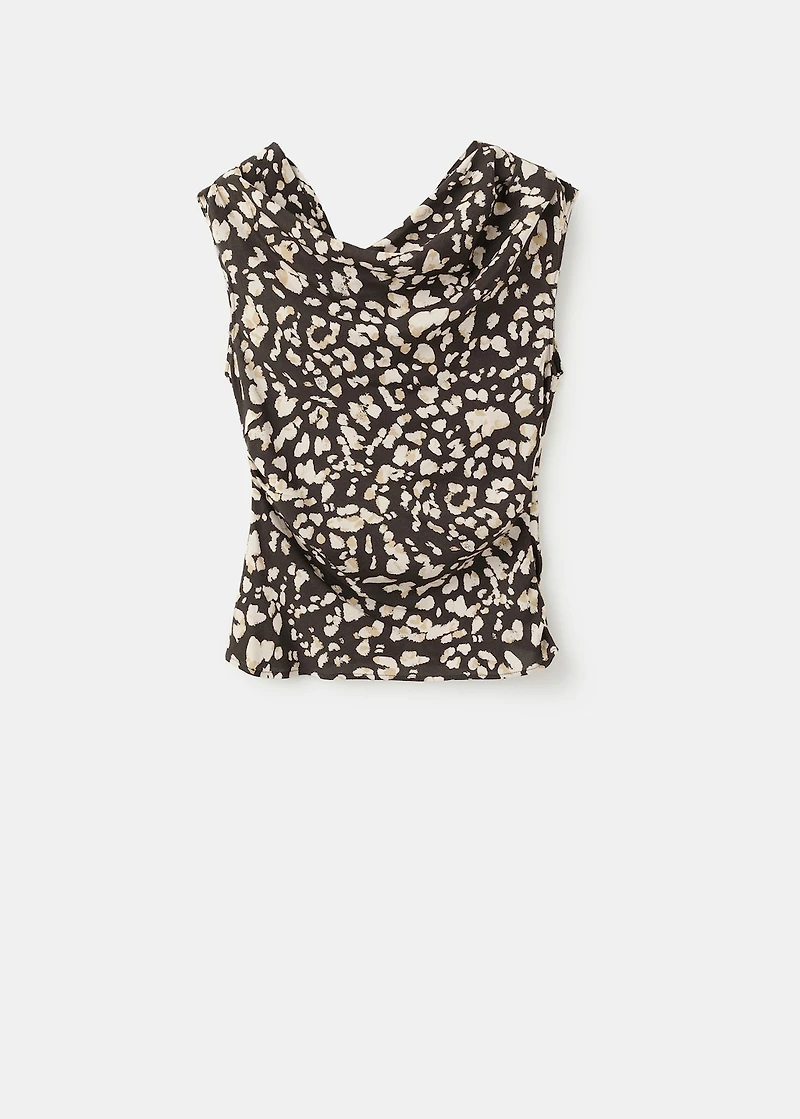 Draped animal-print top