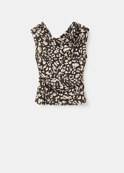 Draped animal-print top