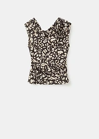 Draped animal-print top