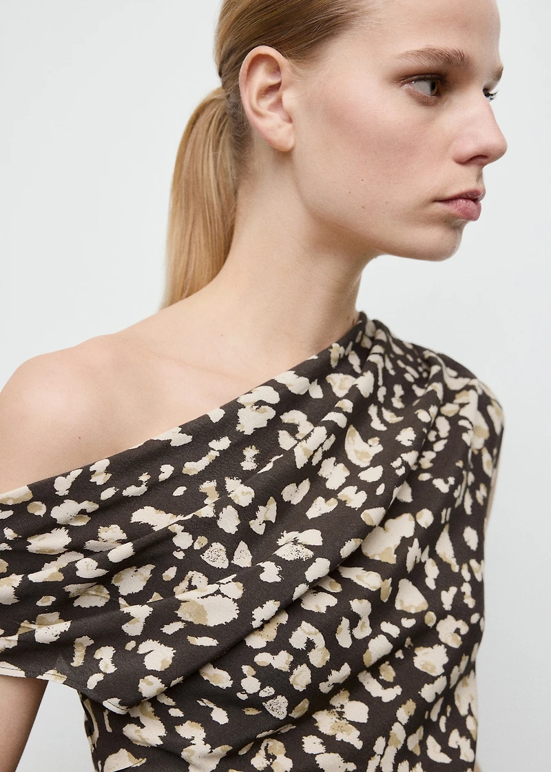 Draped animal-print top