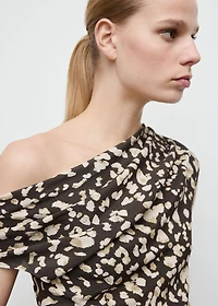 Draped animal-print top