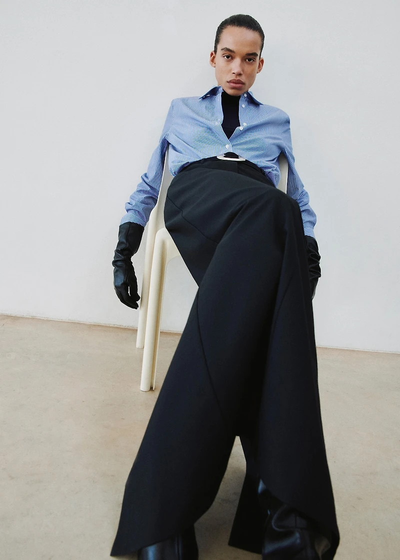 Cotton and lyocell blend straight shirt