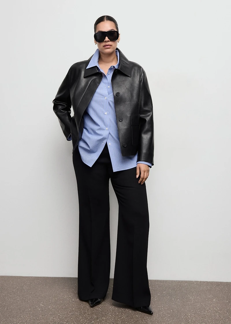 Cotton and lyocell blend straight shirt