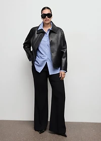 Cotton and lyocell blend straight shirt