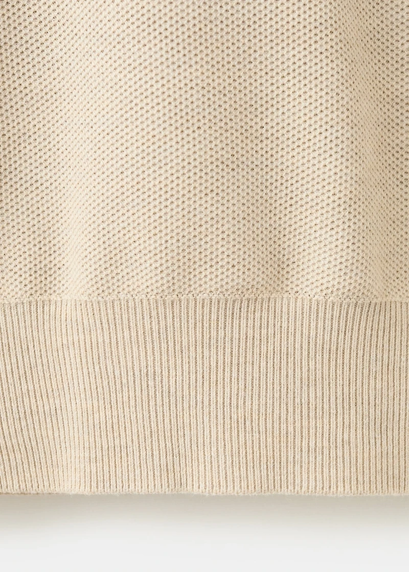 Microstructure sweater with zipper collar