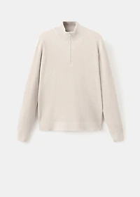 Ribbed sweater with zip neck