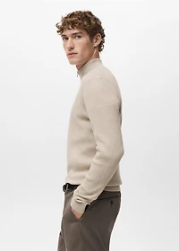 Ribbed sweater with zip neck