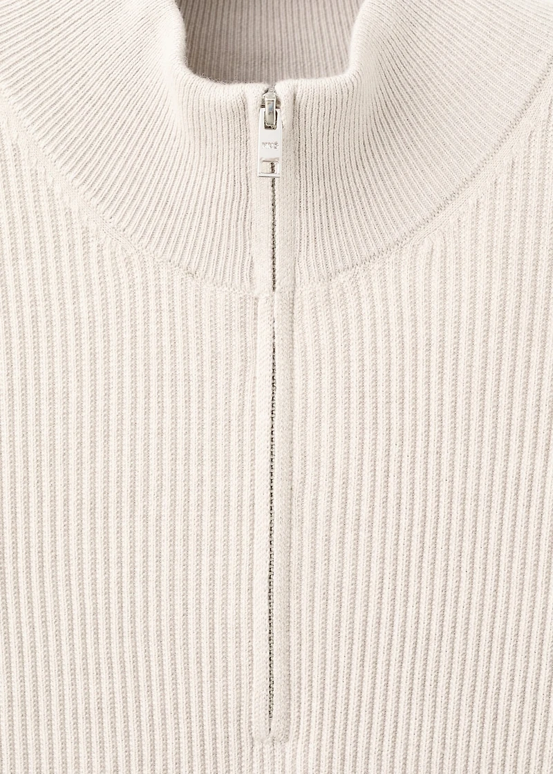Ribbed sweater with zip neck