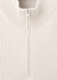 Ribbed sweater with zip neck