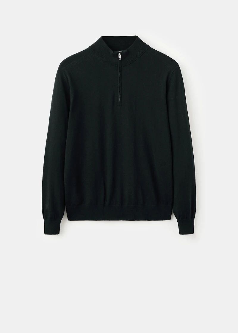 100% merino wool zip-neck sweater