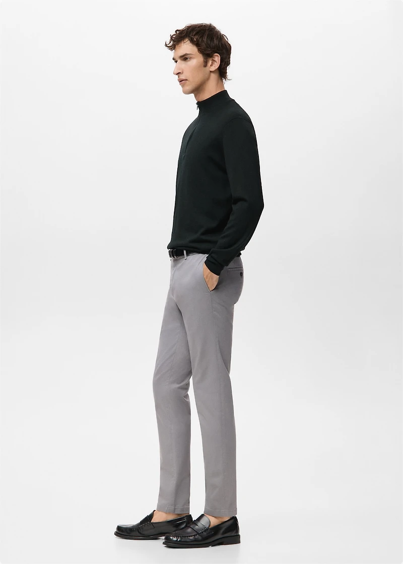 100% merino wool zip-neck sweater