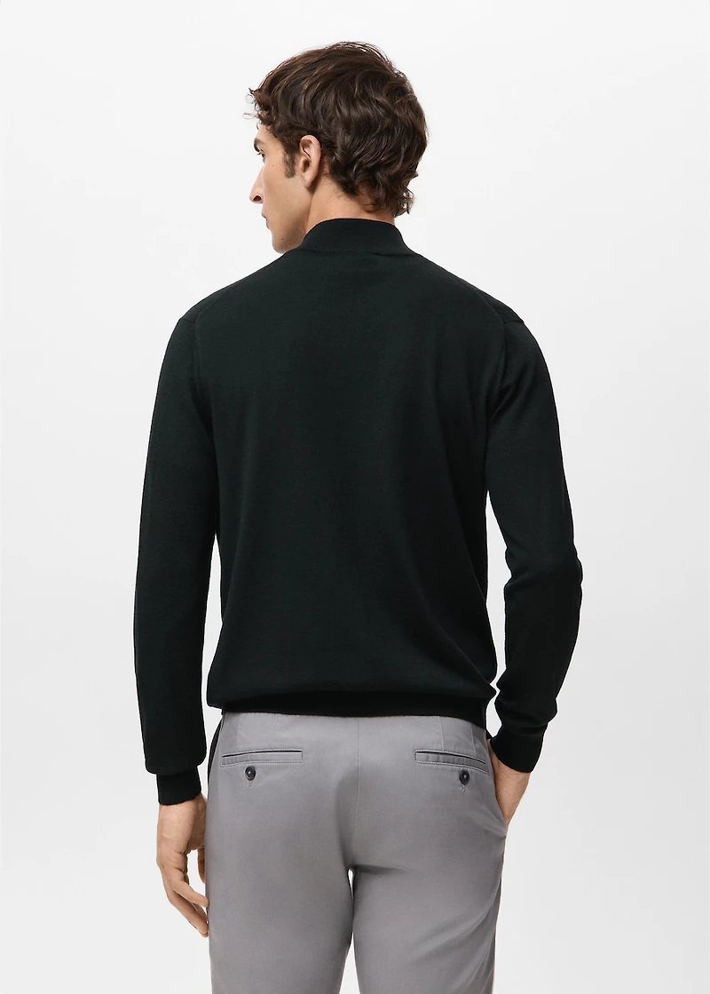 100% merino wool zip-neck sweater