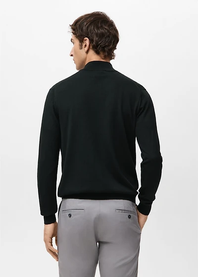 100% merino wool zip-neck sweater