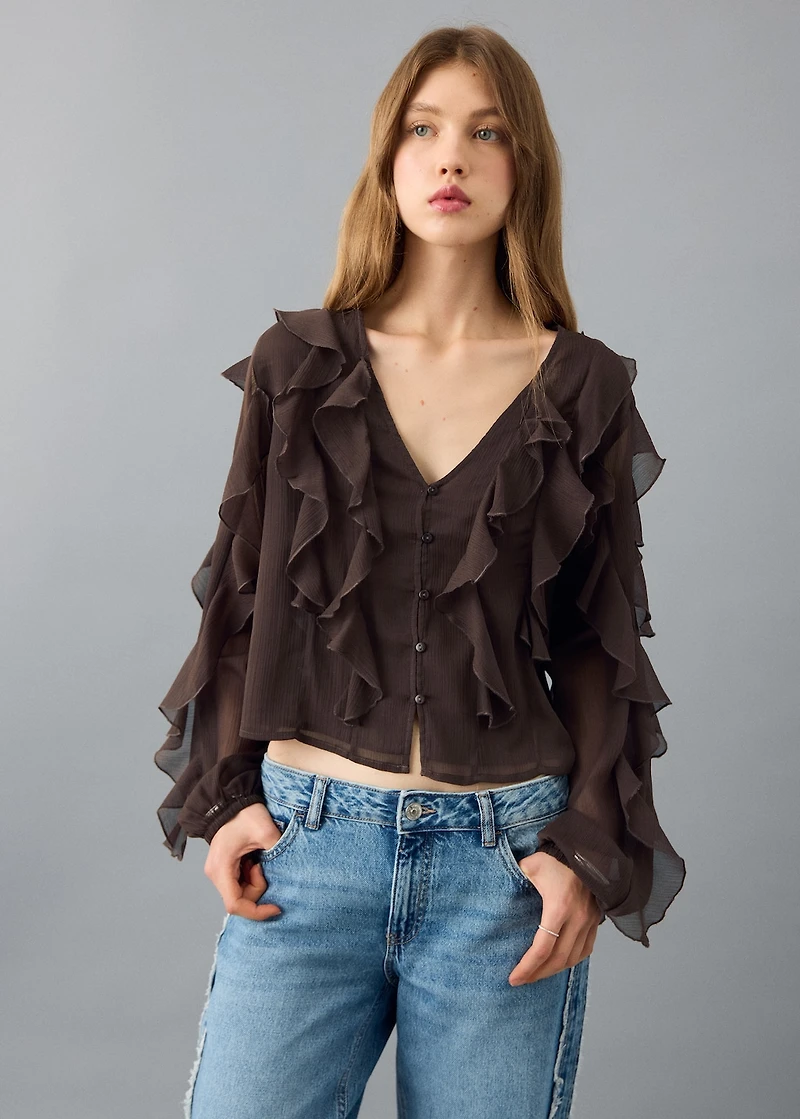 Fluid ruffled blouse