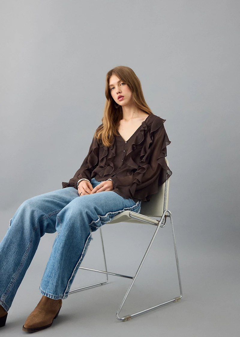 Fluid ruffled blouse