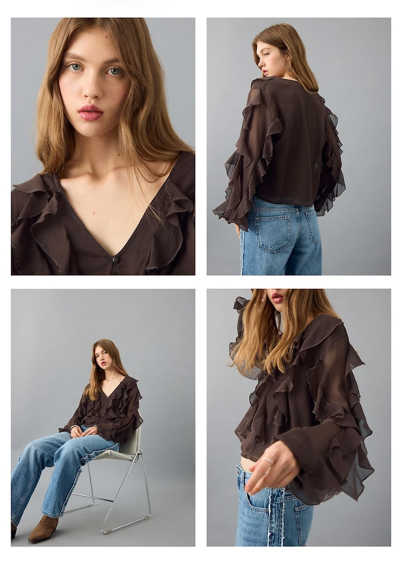 Fluid ruffled blouse