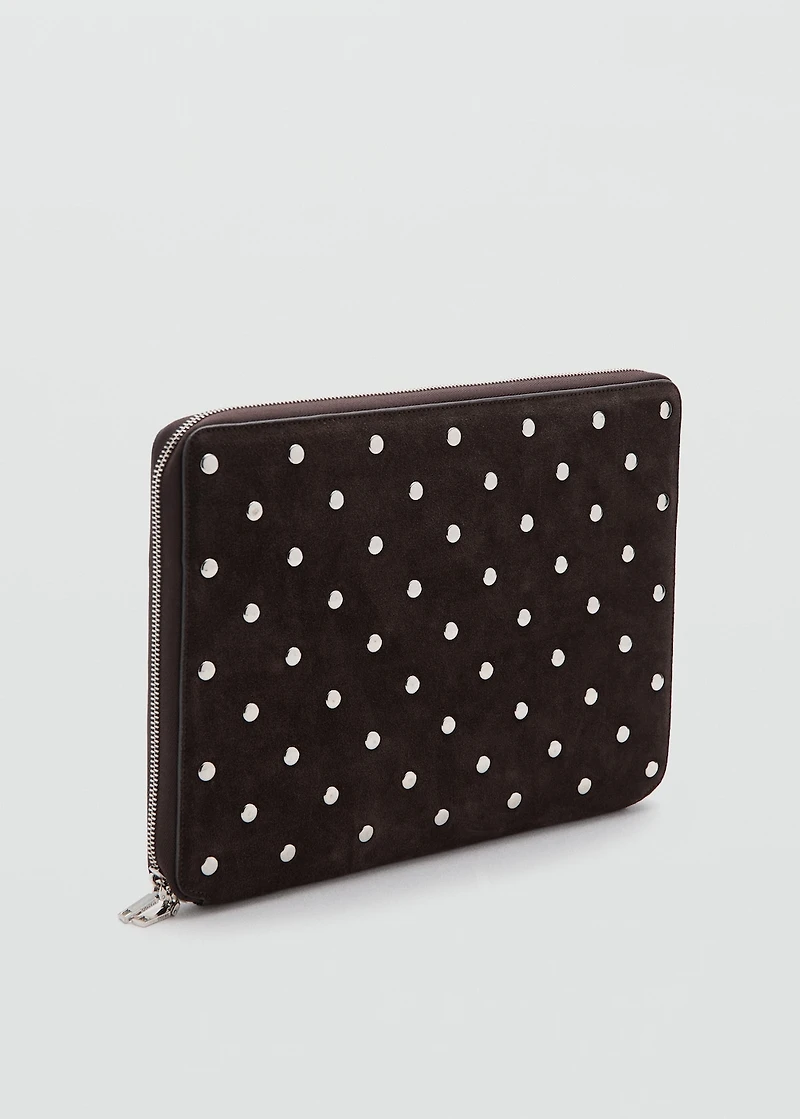 Studded leather laptop case