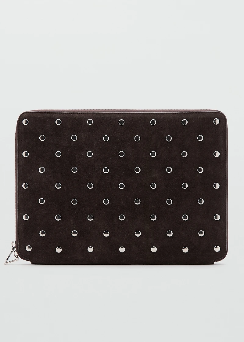 Studded leather laptop case