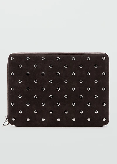 Studded leather laptop case