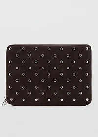 Studded leather laptop case