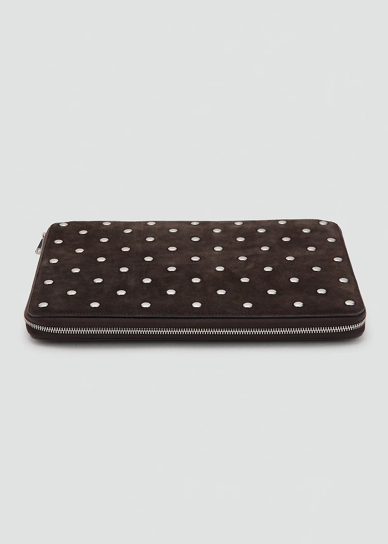 Studded leather laptop case