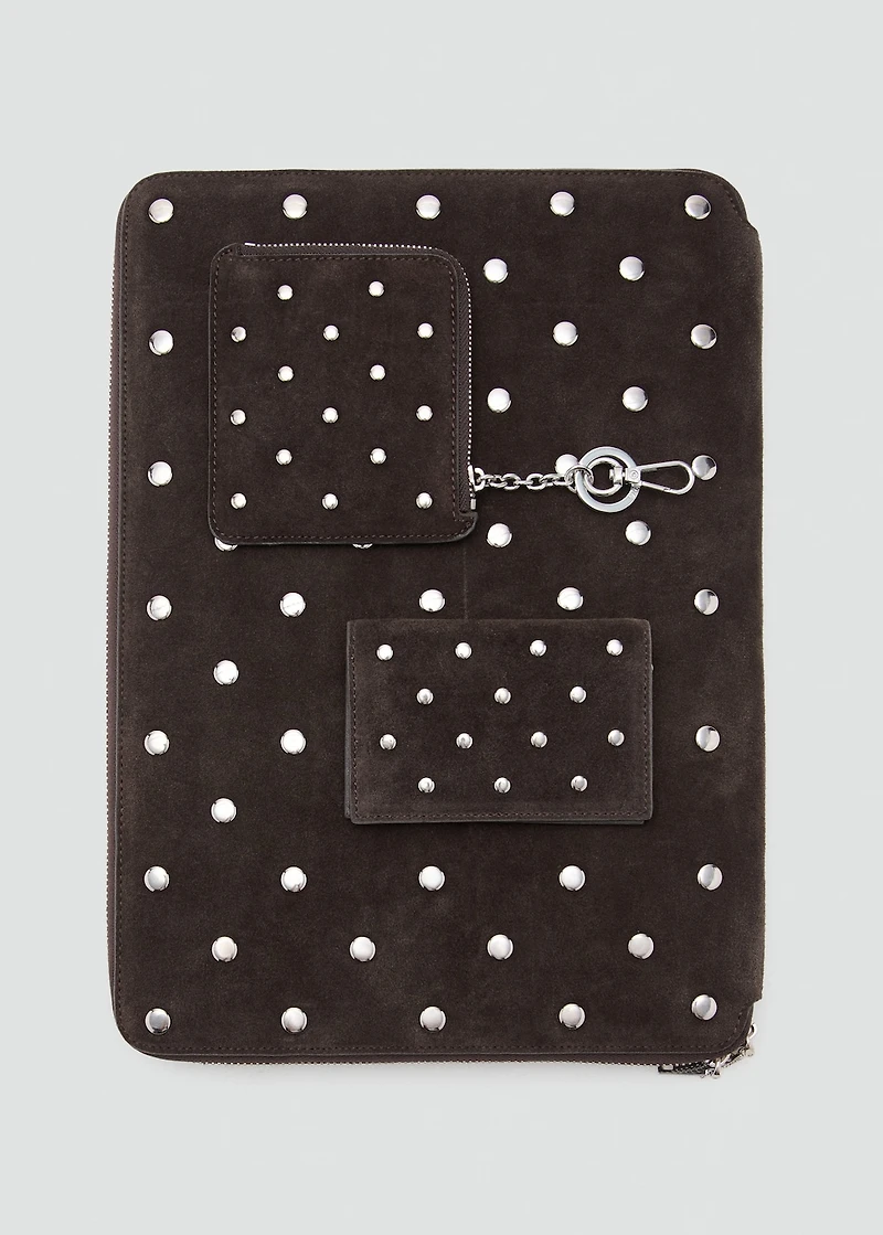 Studded leather laptop case