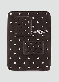 Studded leather laptop case